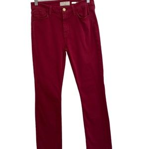 JEN7 Slim Straight Dark Red Burgundy Pants Size 4